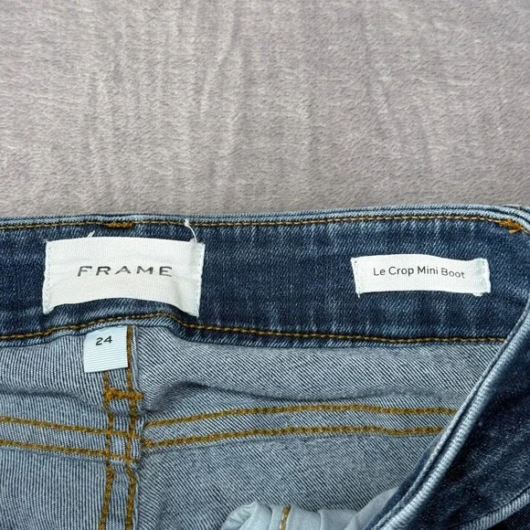 FRAME Le Crop Mini Boot Jeans Womens 24 Blue Medium Wash High Rise Denim - Picture 3 of 15